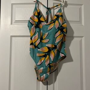 Kona Sol one piece bathing suit with black short cover up